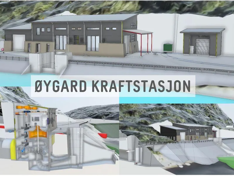 Skisse som viser kraftverk som skal bygges. Foto.