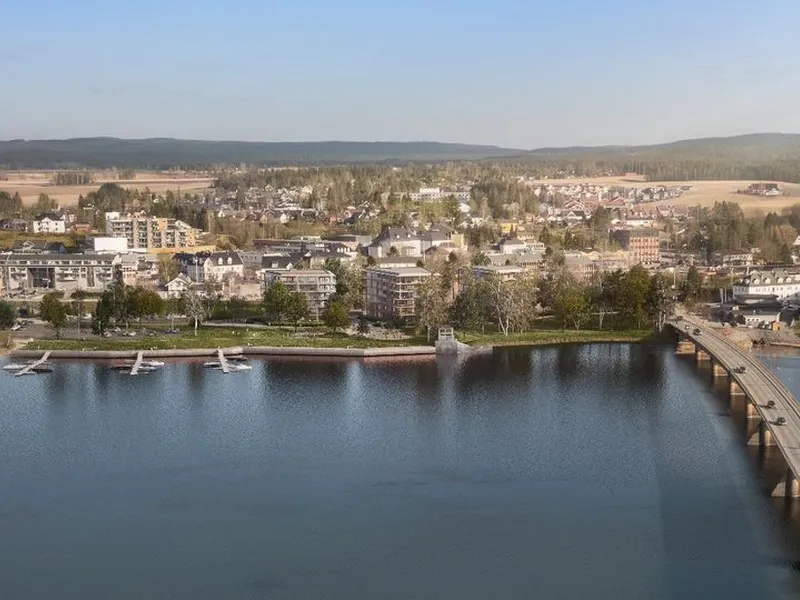 Prosjektet sett fra vestsiden av Glomma, basert på foreløpige planer.