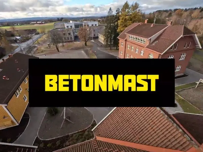 Fugleperspektiv skolebygg, nærområde, høst, sol