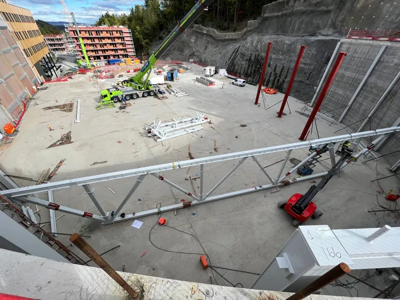 Arbeidene med råbygget på velodromen startet opp nå i september. Foto: P7 Prosjekt AS