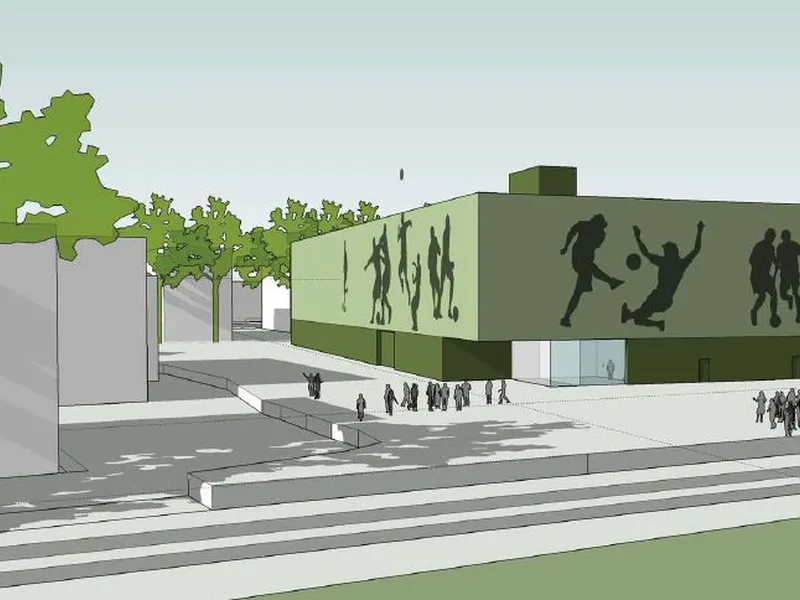 FASADEKONSEPT: Åssiden fotballhall i Drammen. Illustrasjon: Arch Uno.