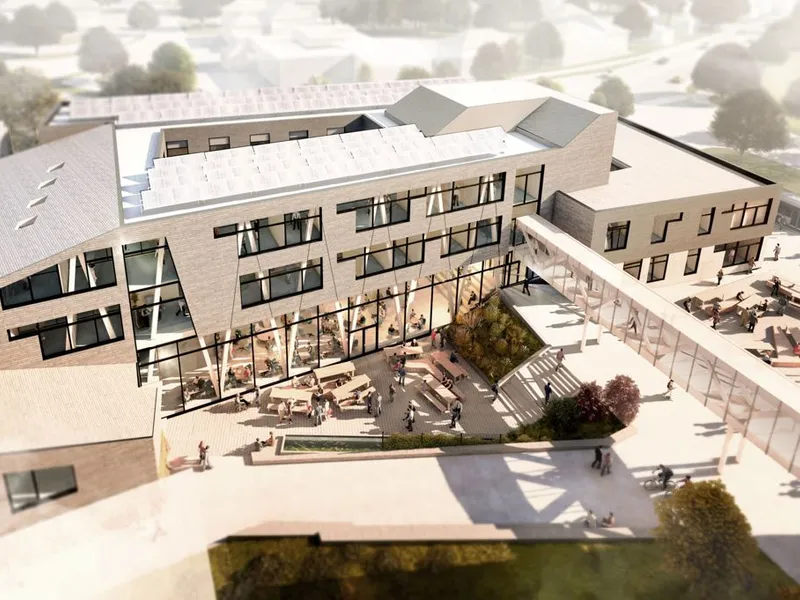 Ås videregående skole. Illustrasjon: Fabel Arkitekter