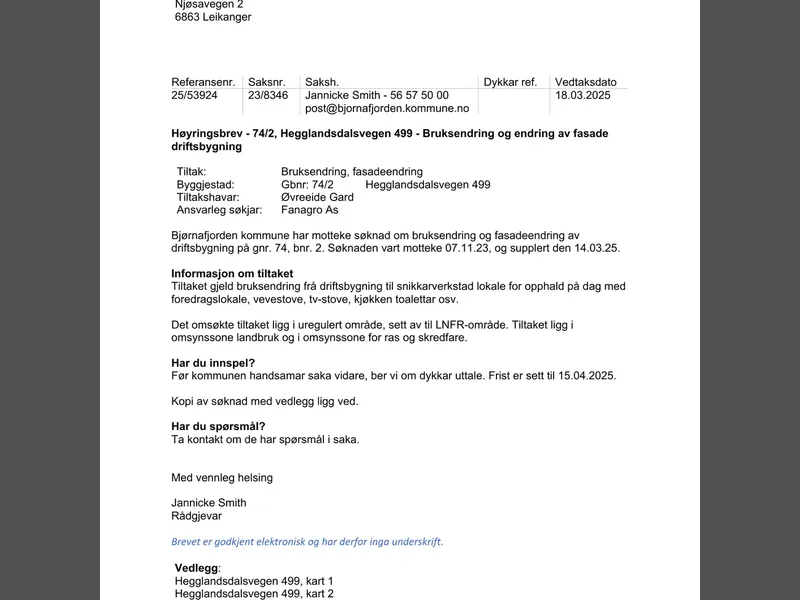 Fasade fra byggesøknad