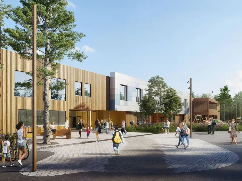 Averøy skole. Illustrasjon: Spinn Arkitekter AS