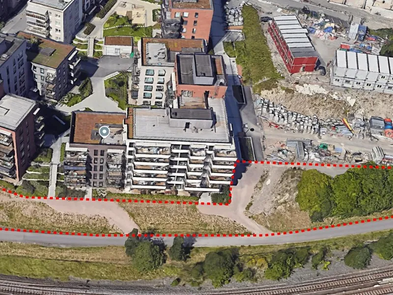 Stiplet linje indikerer prosjektområdet