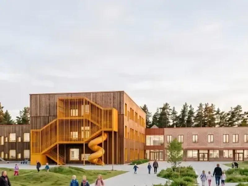 Foreløpig skisse fra Spinn Arkitekter av Løten barneskole