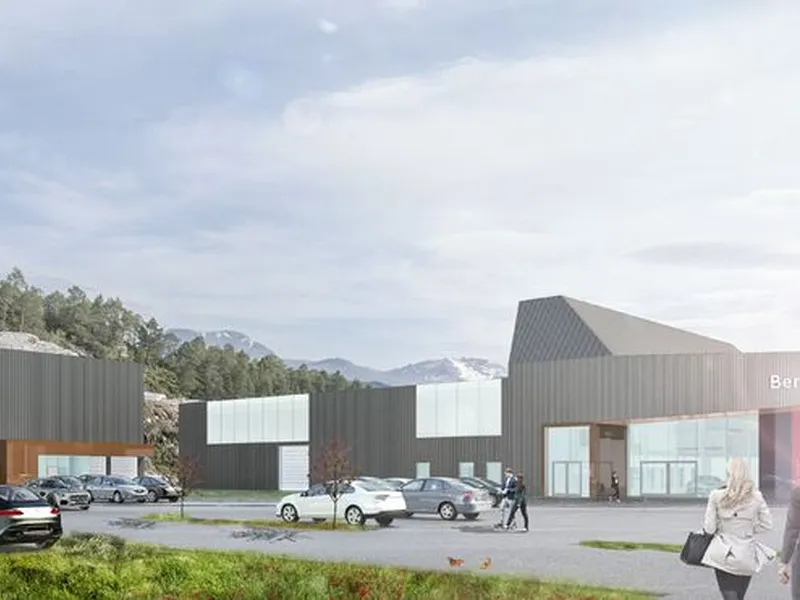 I løpet av 2022 skal Bertel O. Steen sitt 10 000 kvadratmeter store bilanlegg i Ålesund stå klart. Anlegget vil blant annet bestå av storbilavdeling, personbilavdeling og varebilavdeling. Illustrasjon: Slyngstad Aamlid Arkitekter.