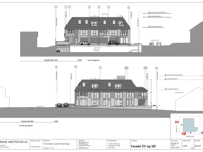 Fasade fra byggesøknad