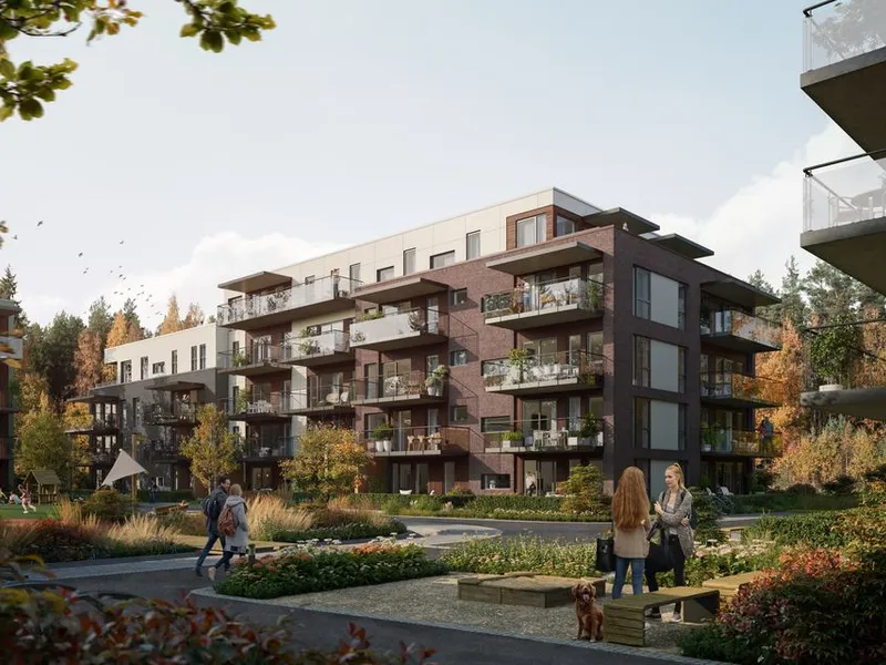 AF Gruppen har inngått avtale med Brekkeveien 19 Utvikling om bygging av boligprosjektet «Brekketunet» i Ås i Viken. Ill. OBOS Nye Hjem/Løvenskiold Eiendom