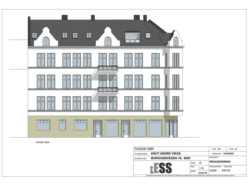 Fasade fra byggesøknad
