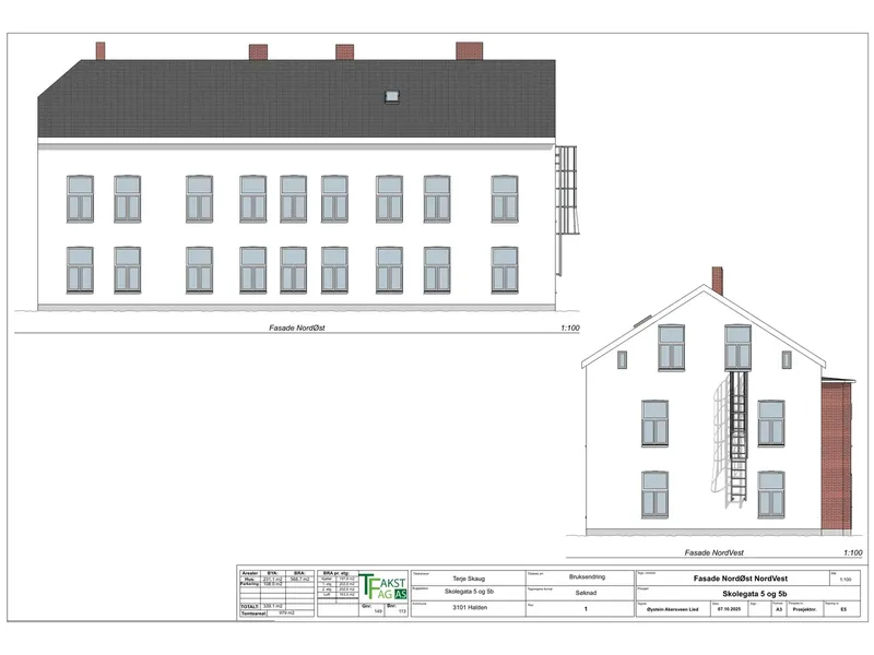 Fasade fra byggesøknad