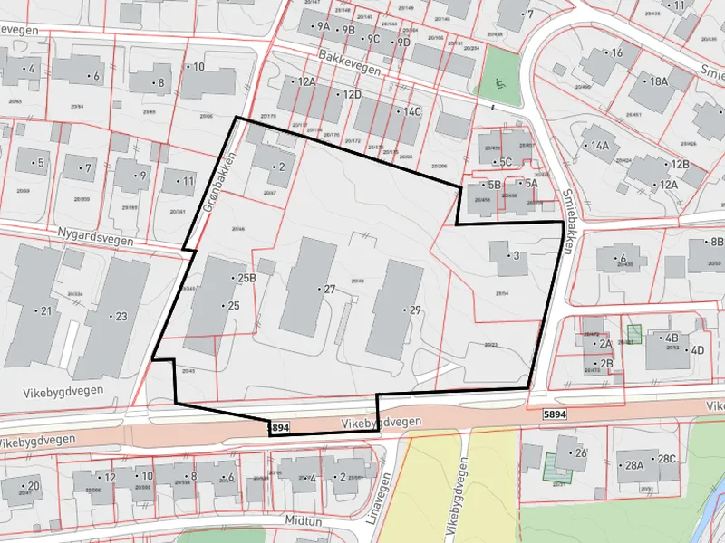 Kart over reguleringsområdet ved Heltne studentheimar - Klikk for stort bilete
