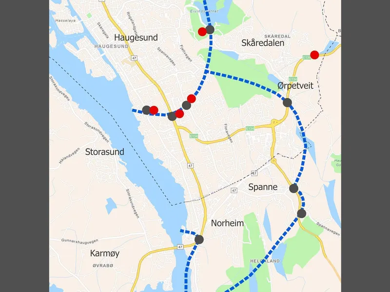 Nyebomstasjoner og ny bomring - Klikk for stort bilde