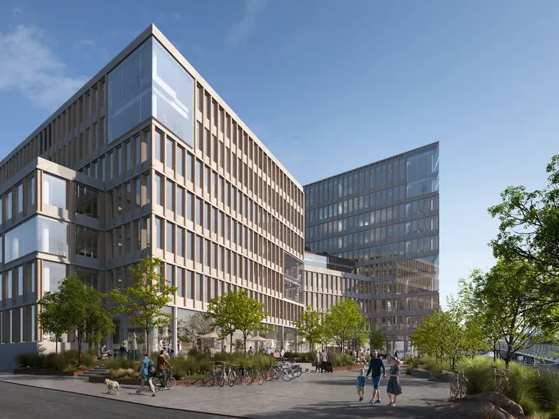 Slik blir Campus Ullevål når bygget står ferdig i 2026. Arkitekt: Schmidt Hammer Lassen Architects Illustrasjon 3D Estate