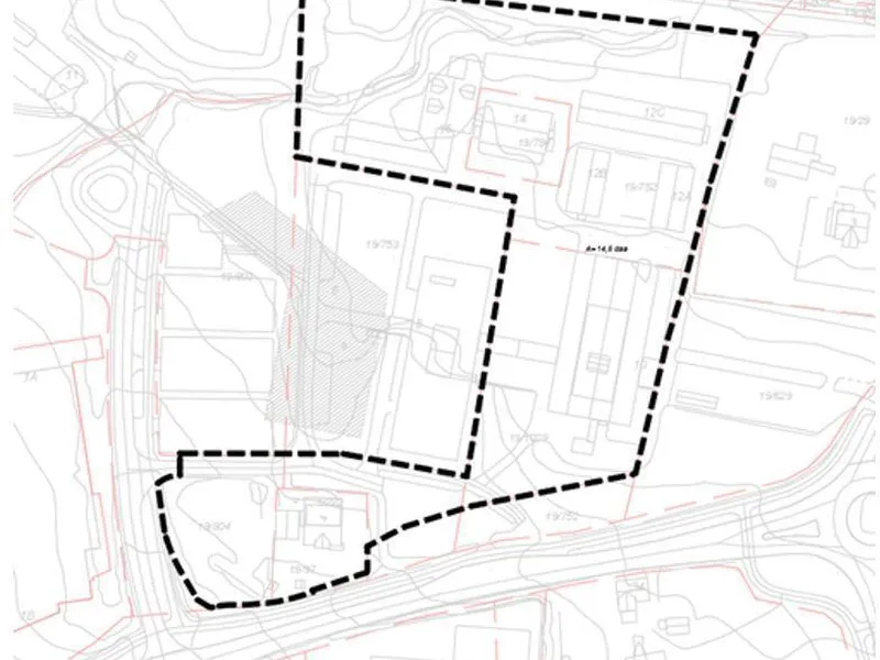 Kartutsnitt av området for Detaljregulering Aasenkvartalet - Klikk for stort bilete