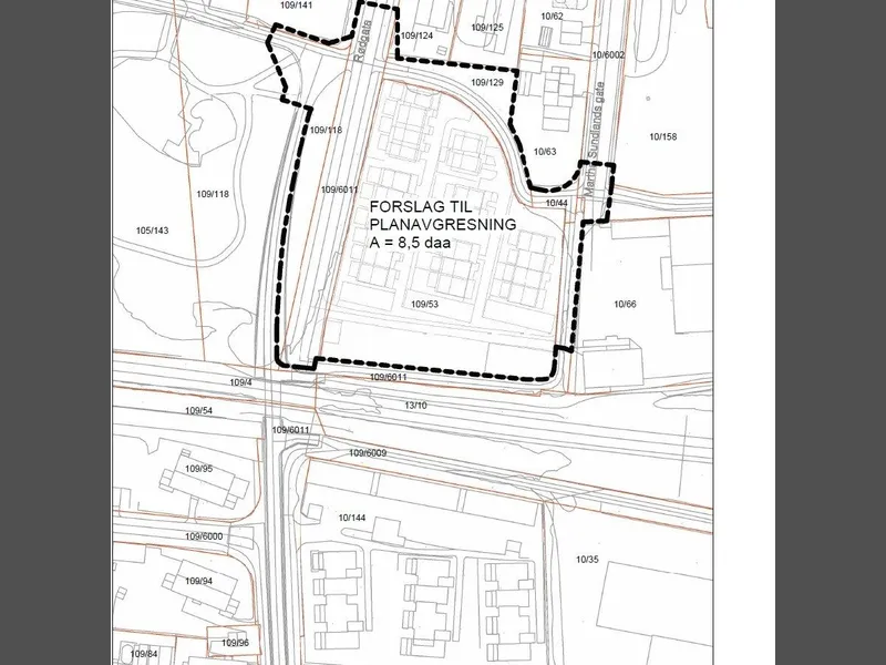 Kart som viser planavgrensningen