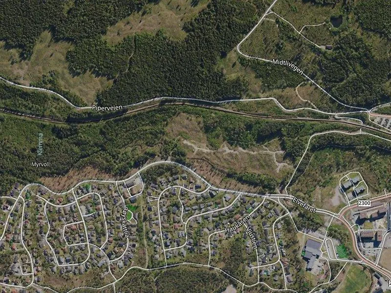 Dronebilde over området