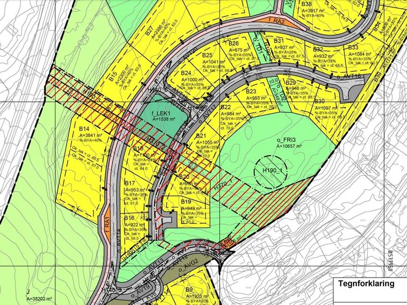 Utsnitt av plankart Holtan, Liland - Klikk for stort bilde