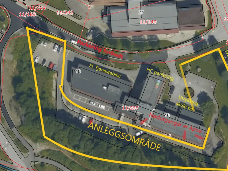 kart med merking av endring i parkeringsmønster - Klikk for stort bilete
