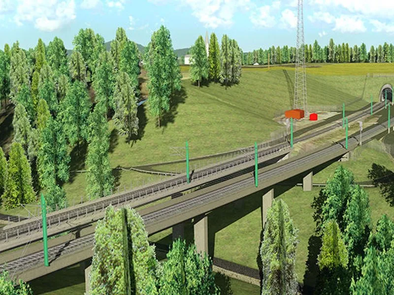 Ålborgvegen jernbanebru og løsmassetunnelen Wergelandstunnelen er en del av kontrakten for Venjar-Eidsvoll nord, og tas i bruk i 2022. Illustrasjon: Bane NOR