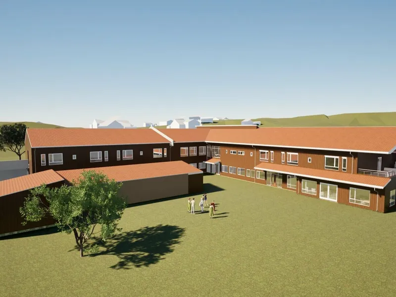 Doktortunet vil inneholde 14 heldøgns omsorgsboliger, dagsenterløsninger og lokaler for hjemmebaserte tjenester. Ill. Børve Borchsenius Arkitekter.