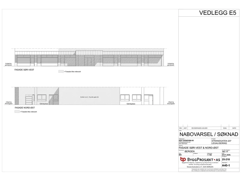 Fasade fra byggesøknad