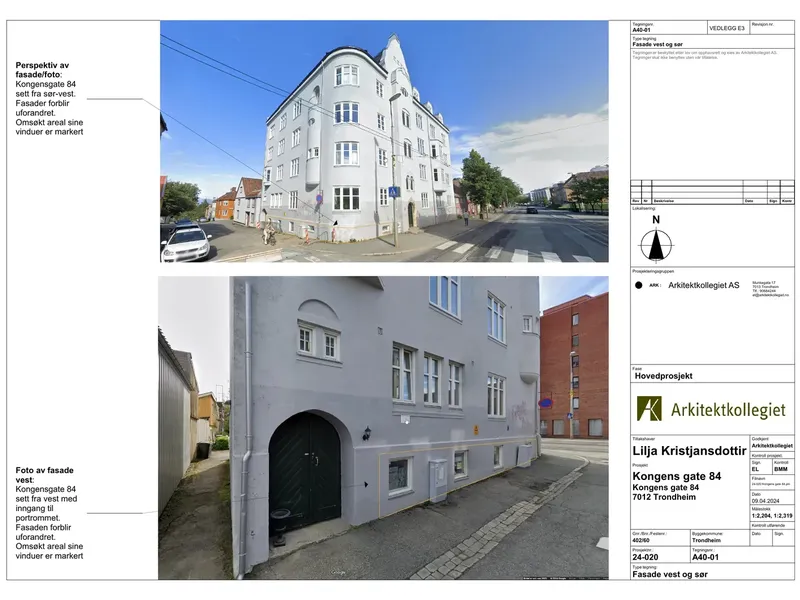 Fasade fra byggesøknad