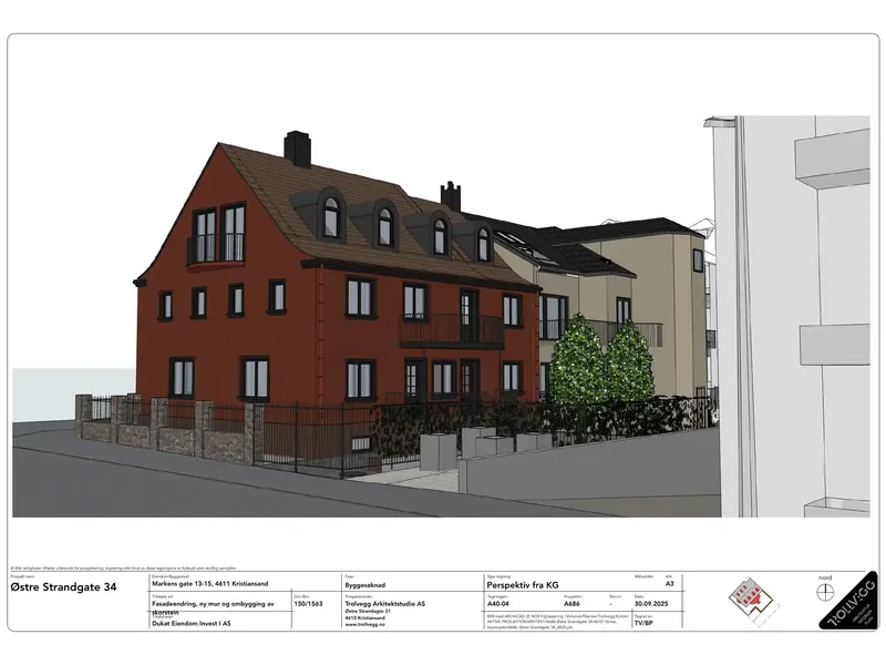 Perspektiv fra byggesøknad