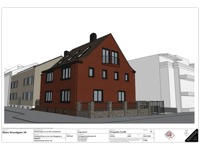 Perspektiv fra byggesøknad