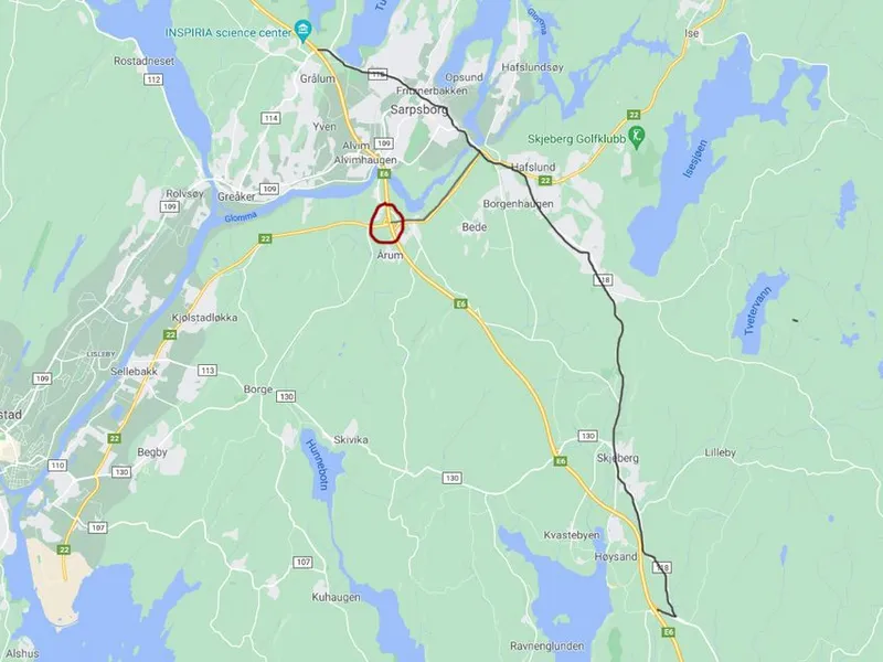 Omkjøringsvei under nattestenging (Illustrasjon: Statens vegvesen)