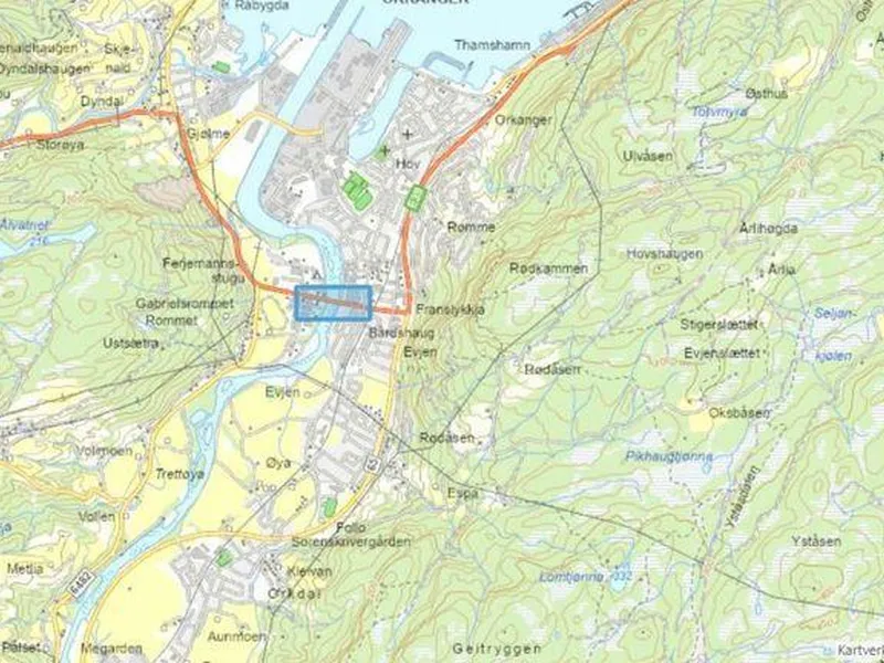 Kart som viser geografisk plassering for brua. Kart: NVE Atlas.