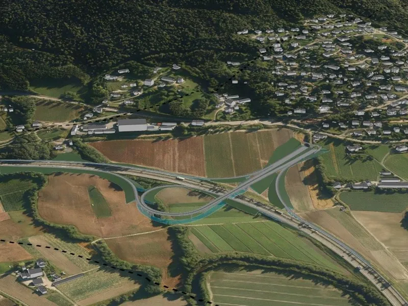 Modell av nytt planlagt kryss mellom E18 og E134 i Lierbakkene ved Viker.Foto: States vegvesen