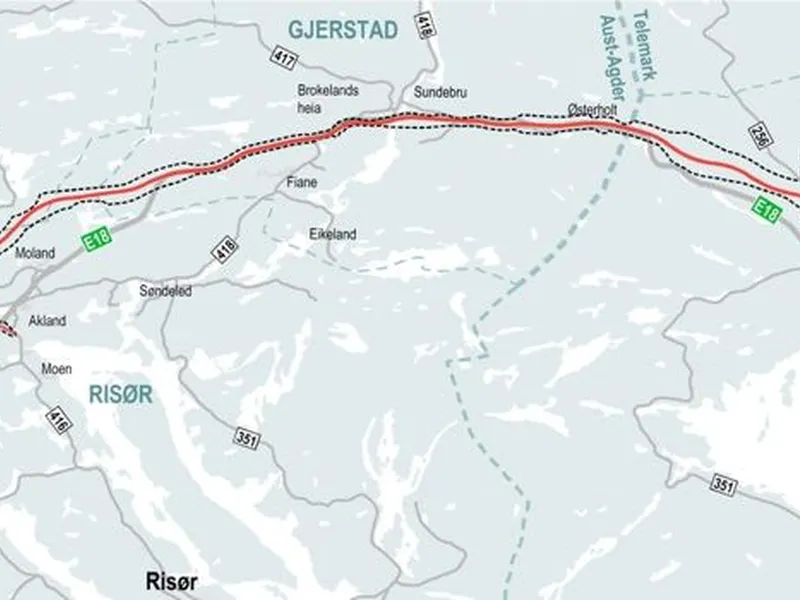 E18 Dørdal-Tvedestrand. Illustrasjon: Nye Veier