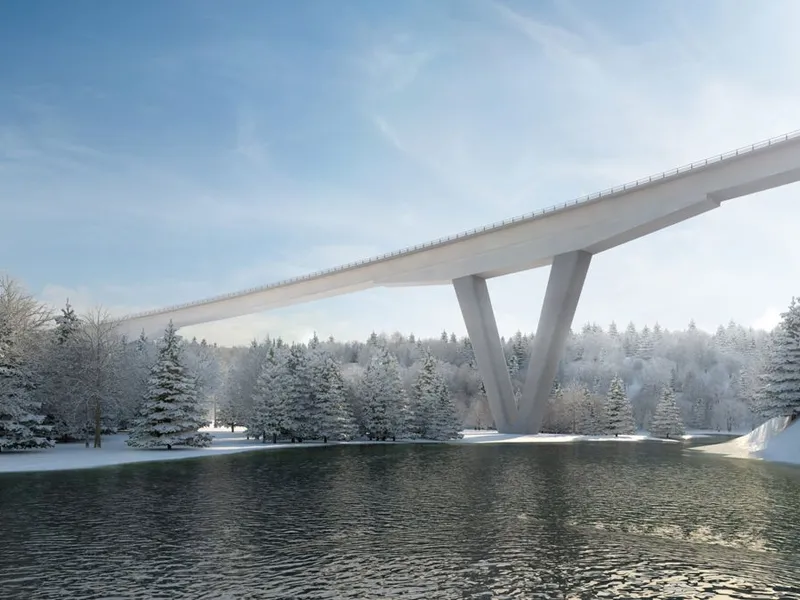 Den cirka 600 meter lange Randselva bru er hovedoppgaven i E16-prosjektet.