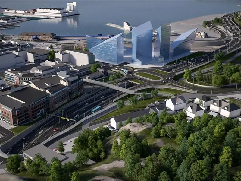 Prosjektet slik det er planlagt å se ut når det er ferdig. Illustrasjon: Statens vegvesen/Rambøll