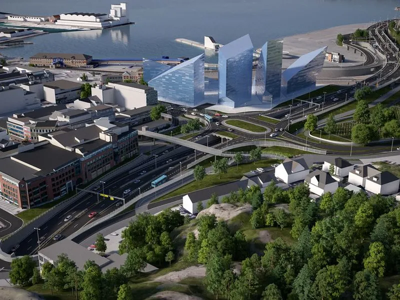 Prosjektet slik det er planlagt å se ut når det er ferdig. Illustrasjon: Statens vegvesen/Rambøll