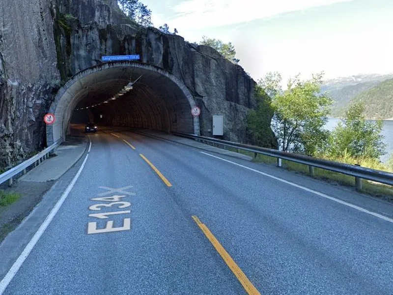E134 Langfosstunnelen i Etne. Bilete frå Google Maps Streetview