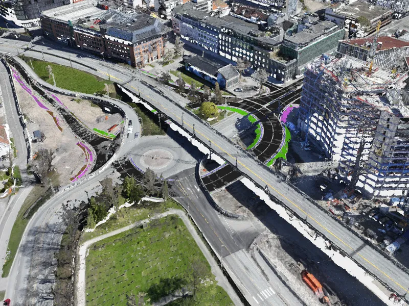 Illustrasjon av planlagt midelrtidig rundkjøring