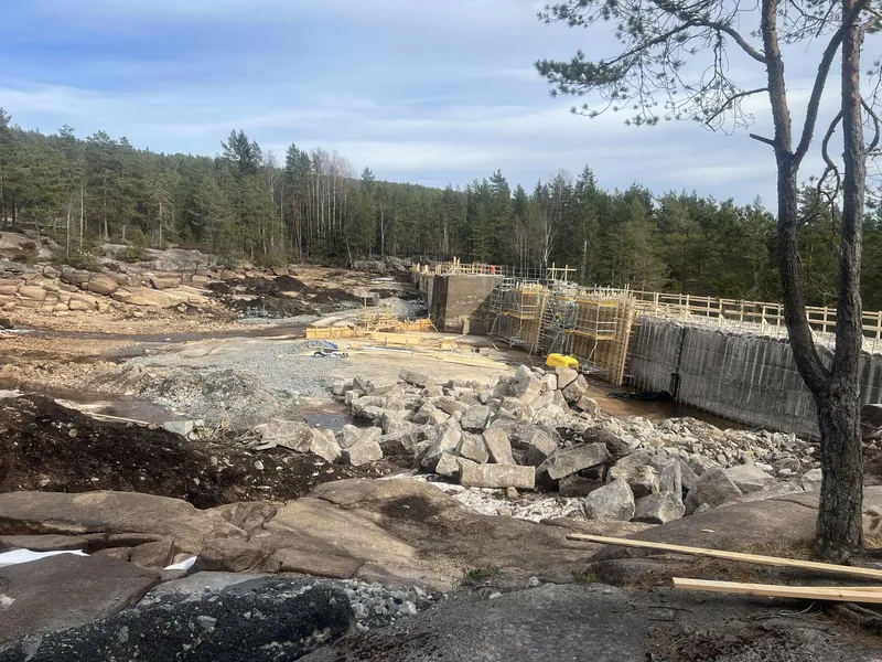 Bilde av en nedtappet dam.