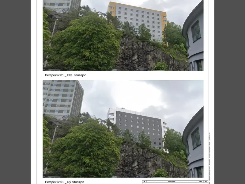 Perspektiv fra byggesøknad