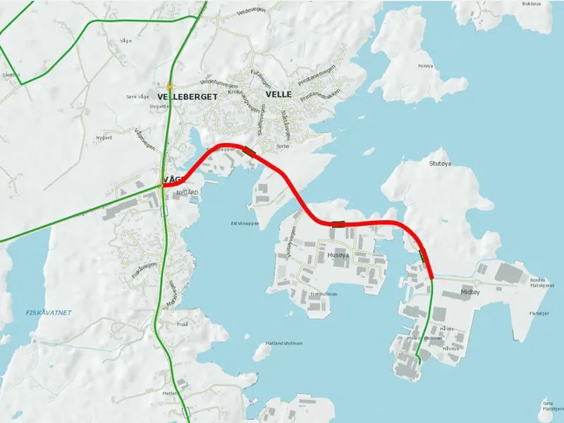 Utbedring av vegen til Karmsund havn er med i regjeringens forslag til Nasjonal transportplan.
