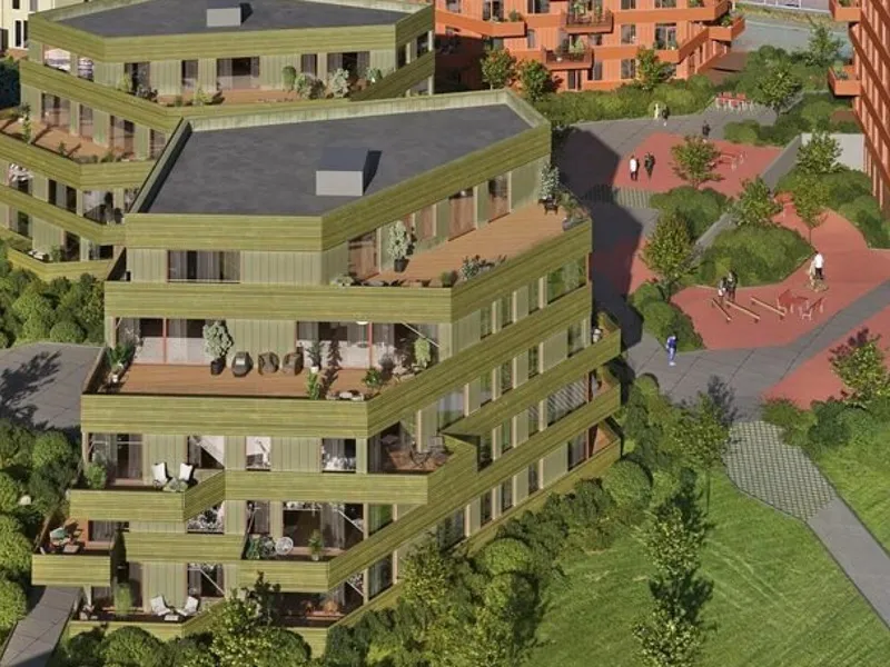 Slik planlegges Eikeparken trinn to. Illustrasjon: DARK Arkitekter.