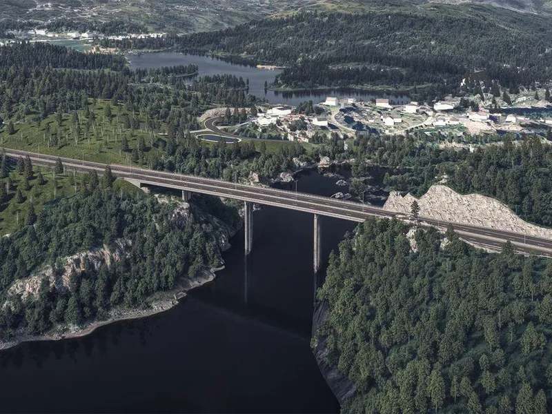 Illistrasjonen viser Tisjø bru  som inngår i ny E18 Kragerø - Bamble