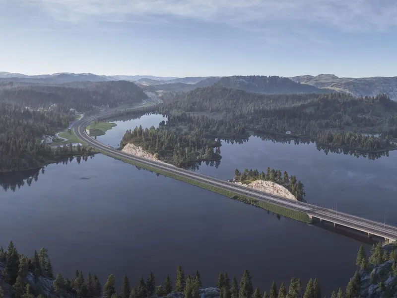 Gjenbruk av dagens vei ved Bakkevannet, som en del av ny planlagt E18 Kragerø - Bamble Nye Veier/Sweco.