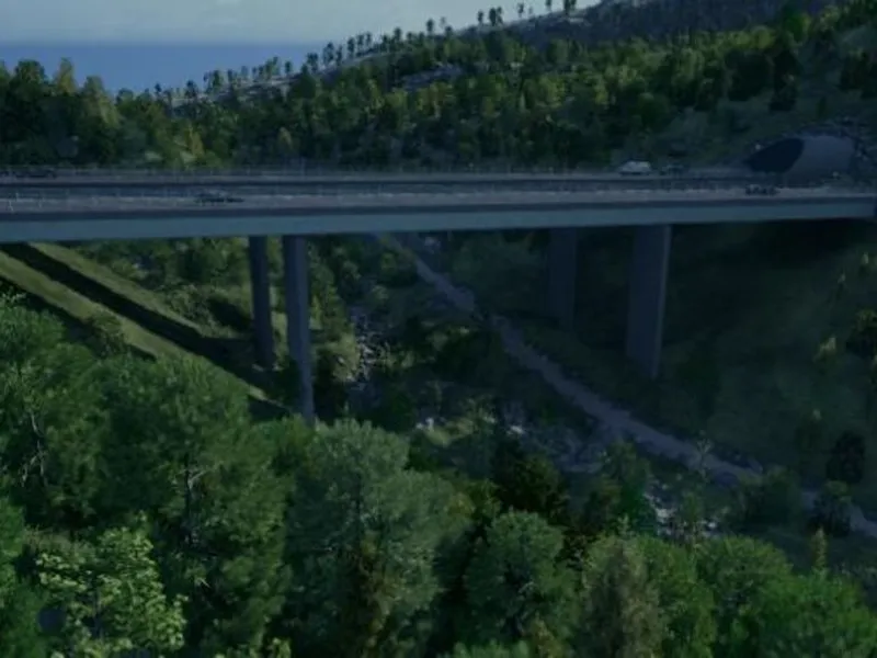 E39-strekningen mellom Lyngdal øst og Lyngdal vest skal bygges av Implenia-Stangeland. Prosjektet er en del av Nye Veiers utbygging av ny firefeltsvei mellom Kristiansand i Agder og Ålgård i Rogaland.Illustrasjon: Sweco