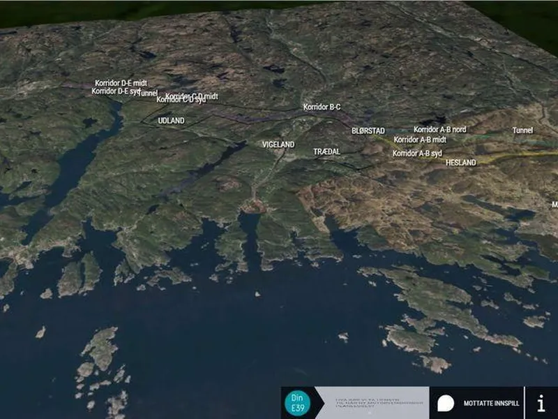 I medvirkningsportalen "DinE39" kan hvem som helst klikke seg inn via sin smarttelefon eller datamaskin for å fremme innspill til planarbeidet. Illustrasjon: Sweco