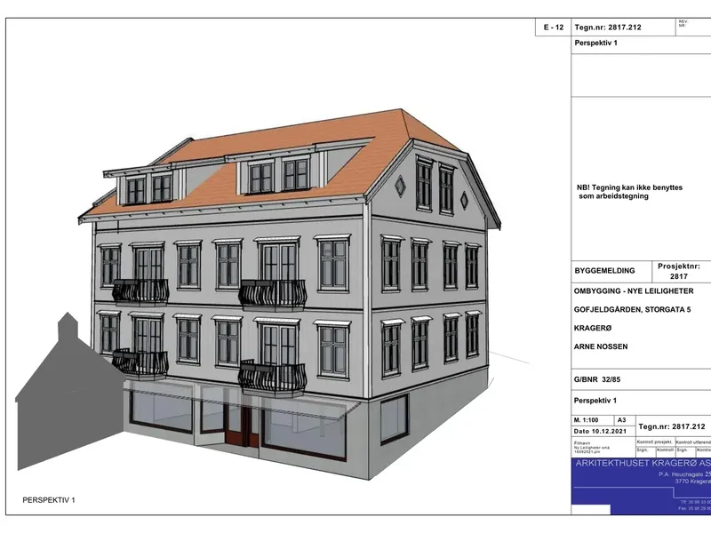 Perspektiv fra byggesøknad