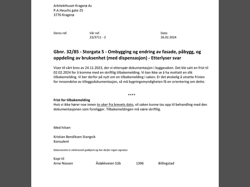 Fasade fra byggesøknad