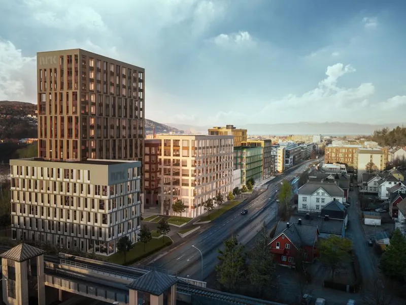 NRK inngår intensjonsavtale for nytt mediehus i Trondheim. Illustrasjon: Goldbox