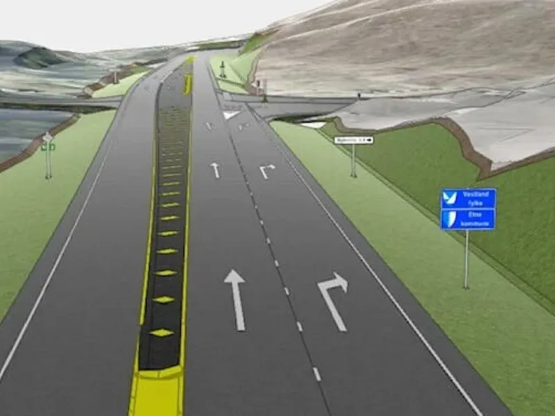 Den nye strekningen skal bygges på E134 mellom Ølen i Vindafjord kommune og Mørkeli i Etne kommune. Illustrasjon: Statens vegvesen.